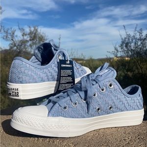 New Converse CTAS OX Baby Blue Woven Low Top Sneakers